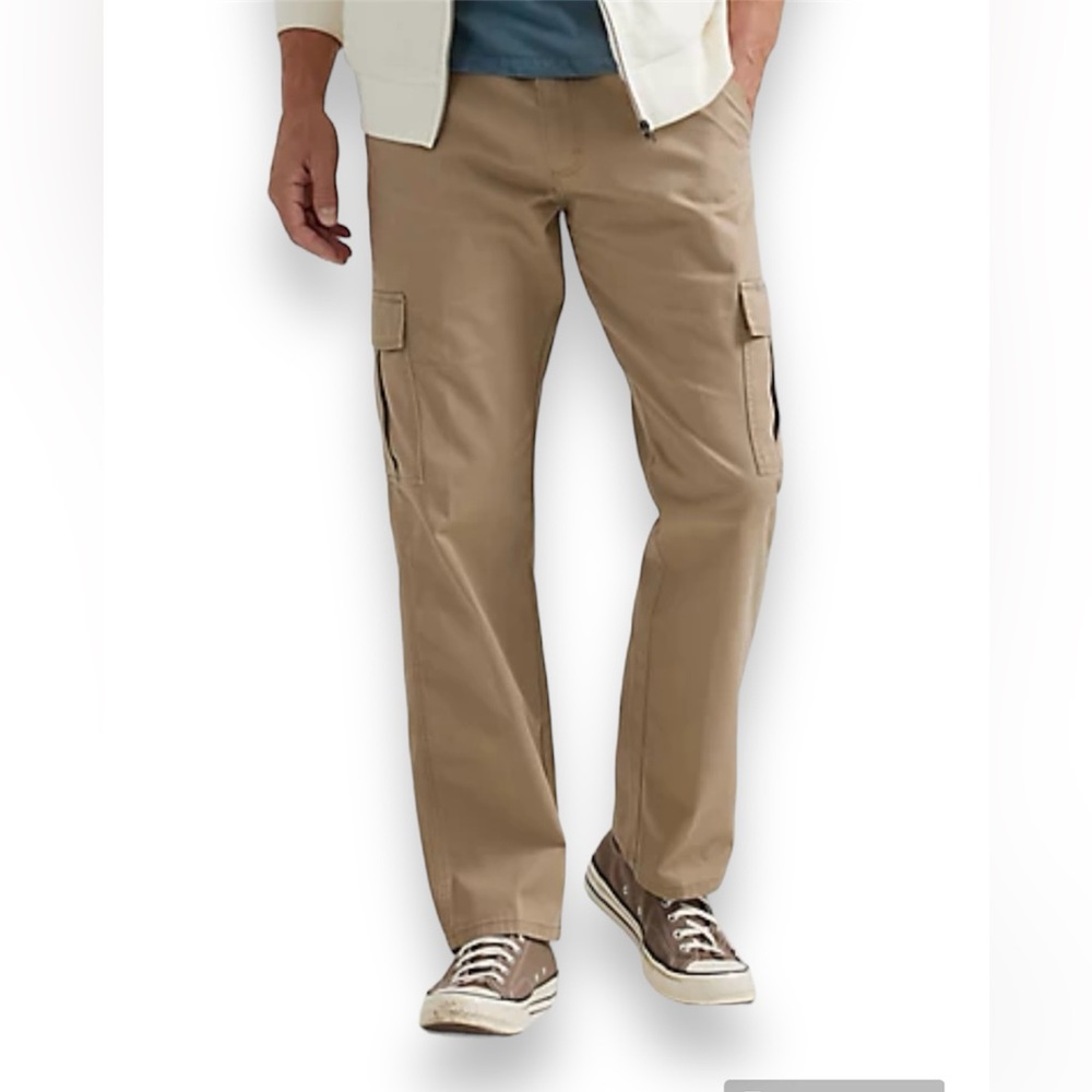 WRANGLER Mens Legacy Cargo Pants 42x30 Khaki Straight Leg Loose Fit Trousers